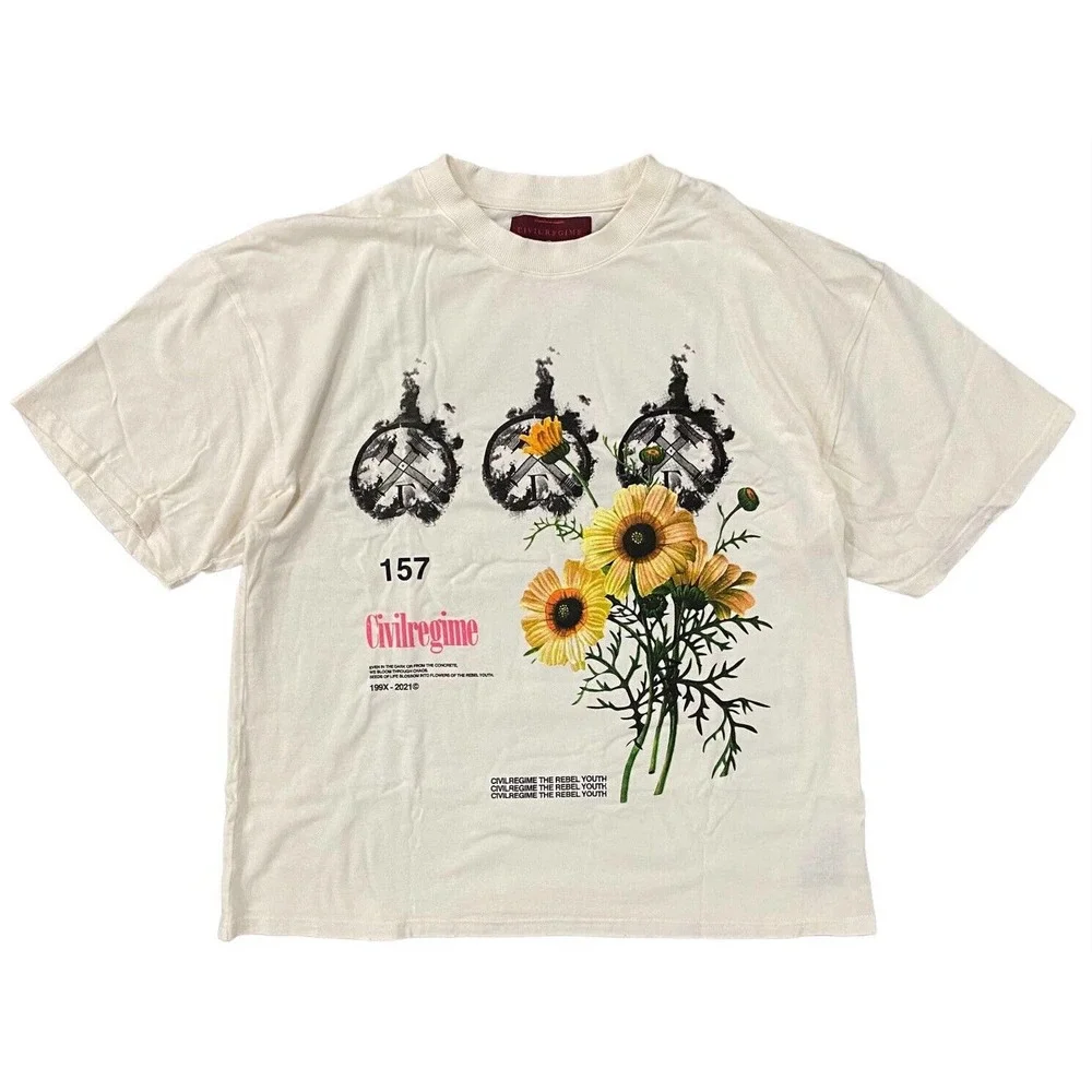 Civil Regime by Darc Sport Men's (S.I.N.) Head Full Of Flowers Oversized T-Shirt - Picture 1 of 4